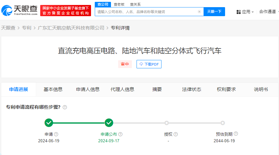 小鵬匯天直流充電高壓電路、陸地汽車和陸空分體式飛行汽車 專利申請