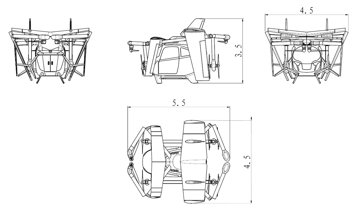 深謀飛行器全球首款1.3噸級油電混動eVTOL星漢一號HW450H參數(shù)價(jià)格量產(chǎn)時間(圖2)
